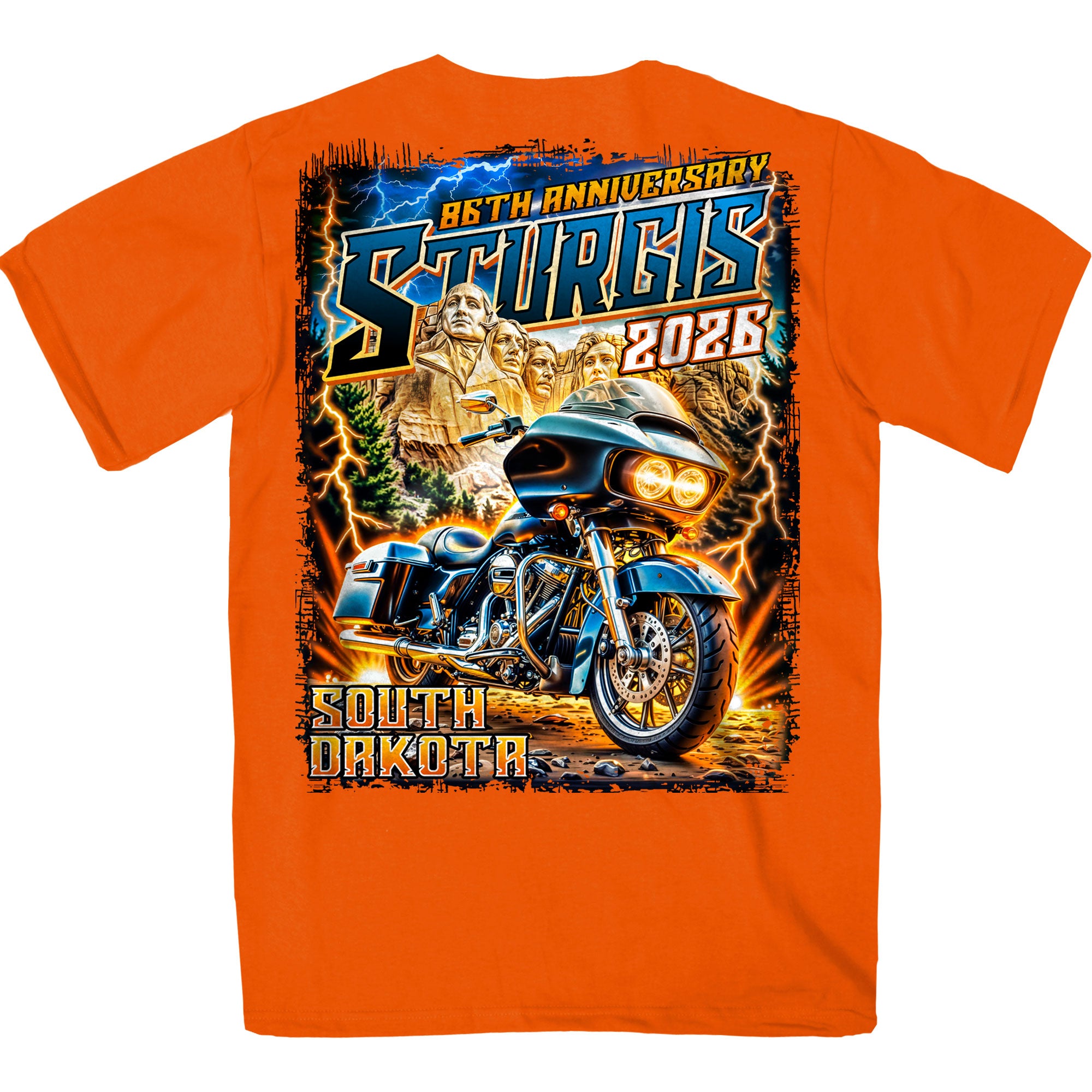 2026 Sturgis Motorcycle Rally Rushmore Mens Orange T-Shirt SPB1228