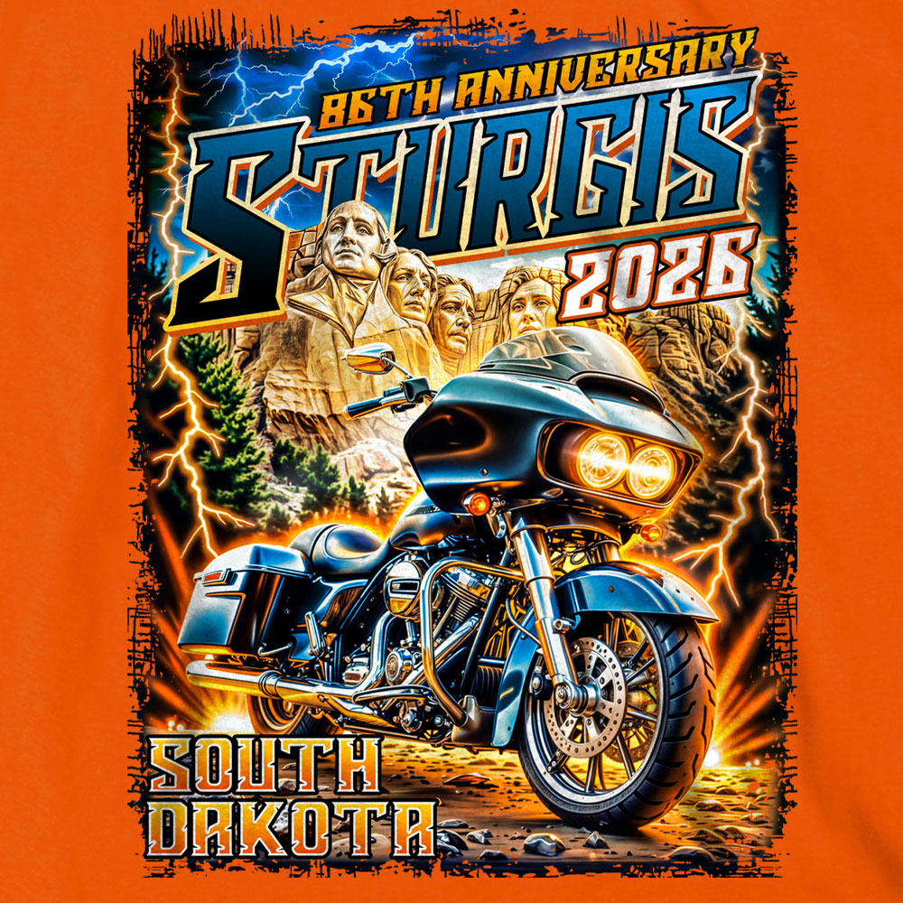 2026 Sturgis Motorcycle Rally Rushmore Mens Orange T-Shirt SPB1228
