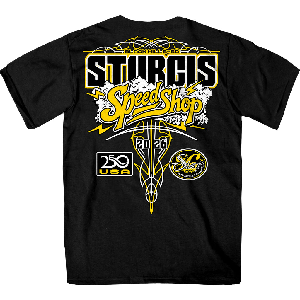 2026 Sturgis Motorcycle Rally Speed shop Mens Black T-Shirt SPB1234