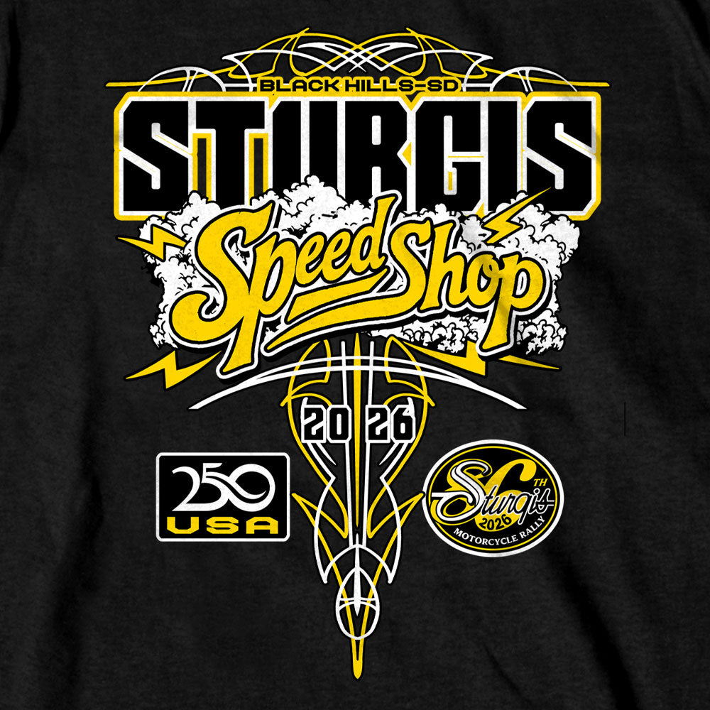 2026 Sturgis Motorcycle Rally Speed shop Mens Black T-Shirt SPB1234