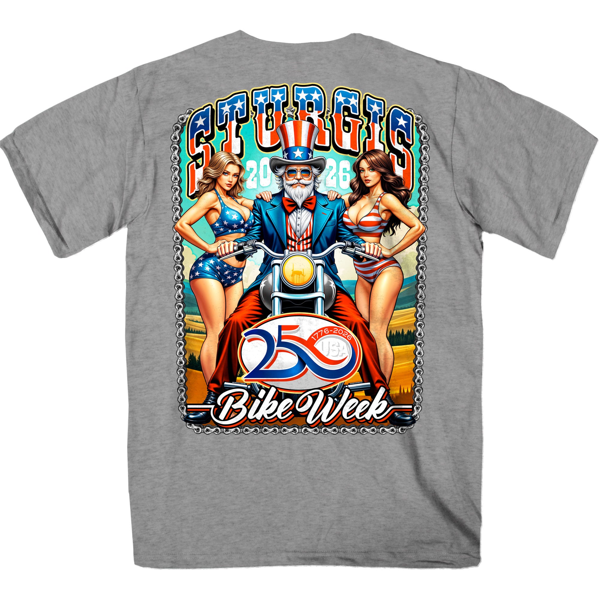 2026 Sturgis Motorcycle Rally Uncle Sam Mens Heather Grey T-Shirt SPB1236