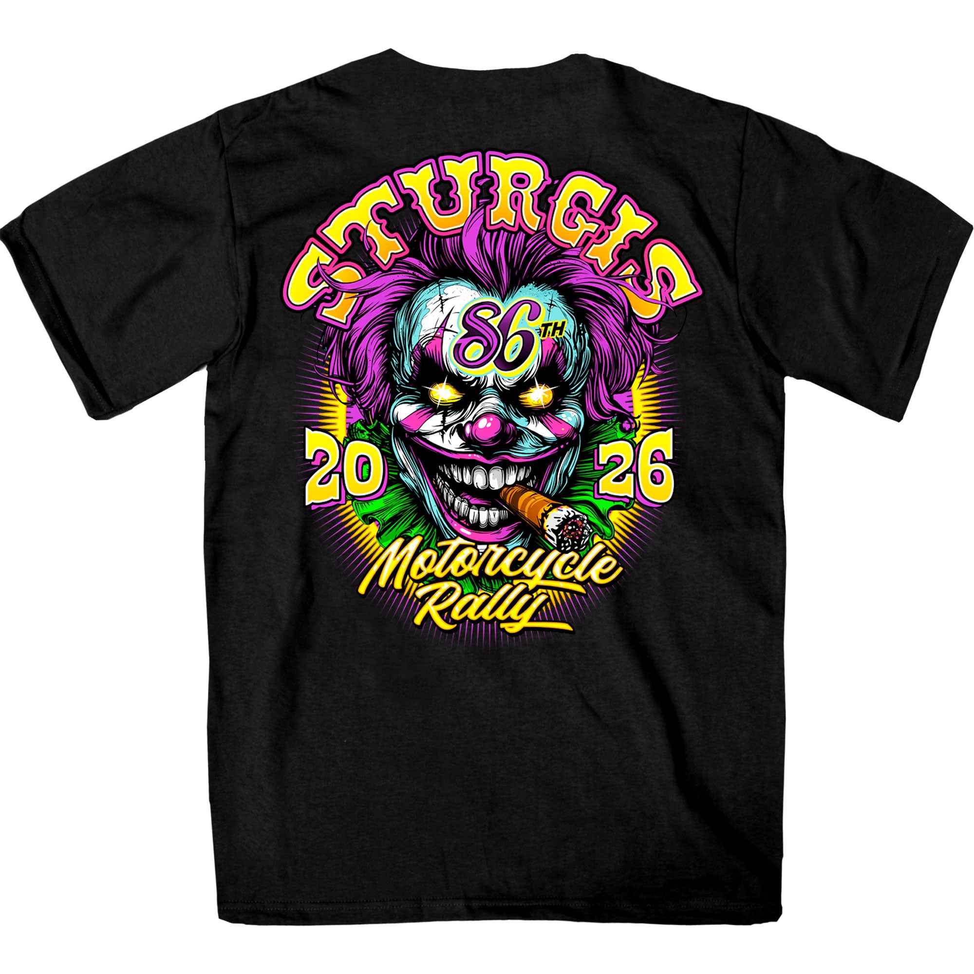 2026 Sturgis Motorcycle Rally Crazy Clown Mens Black T-Shirt