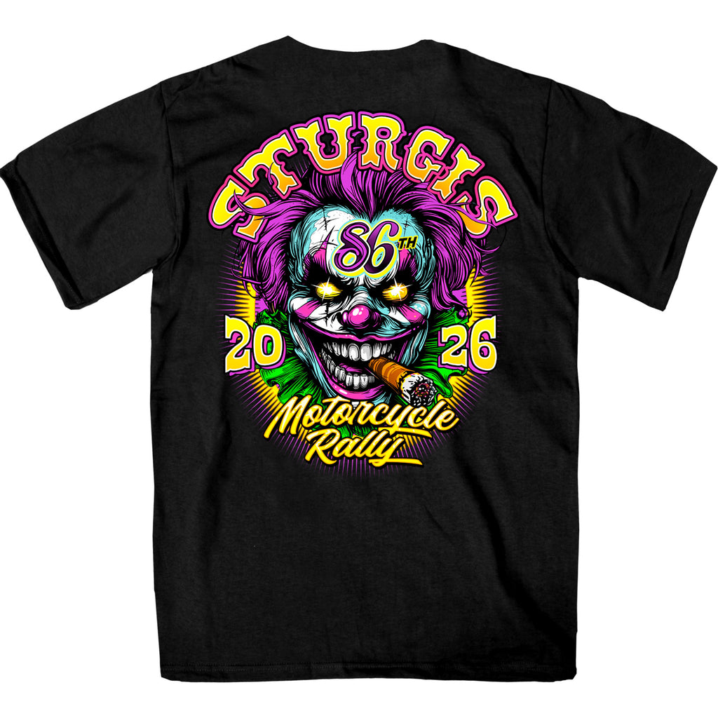 2026 Sturgis Motorcycle Rally Crazy Clown Mens Black T-Shirt SPB1237