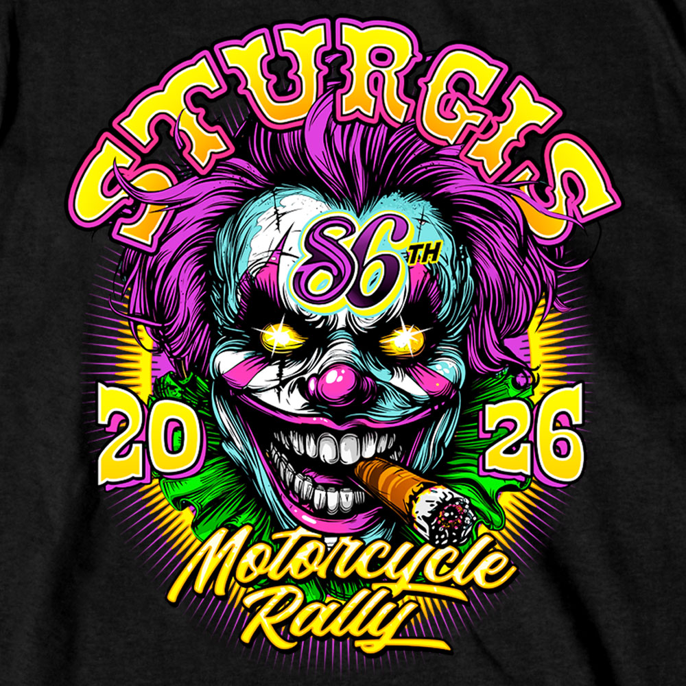 2026 Sturgis Motorcycle Rally Crazy Clown Mens Black T-Shirt SPB1237