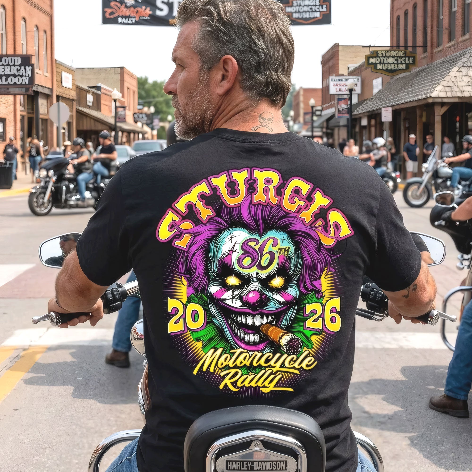 2026 Sturgis Motorcycle Rally Crazy Clown Mens Black T-Shirt
