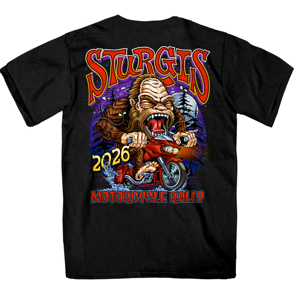 2026 Sturgis Motorcycle Rally Bigfoot Biker SS  Mens BlackT-Shirt SPB1242