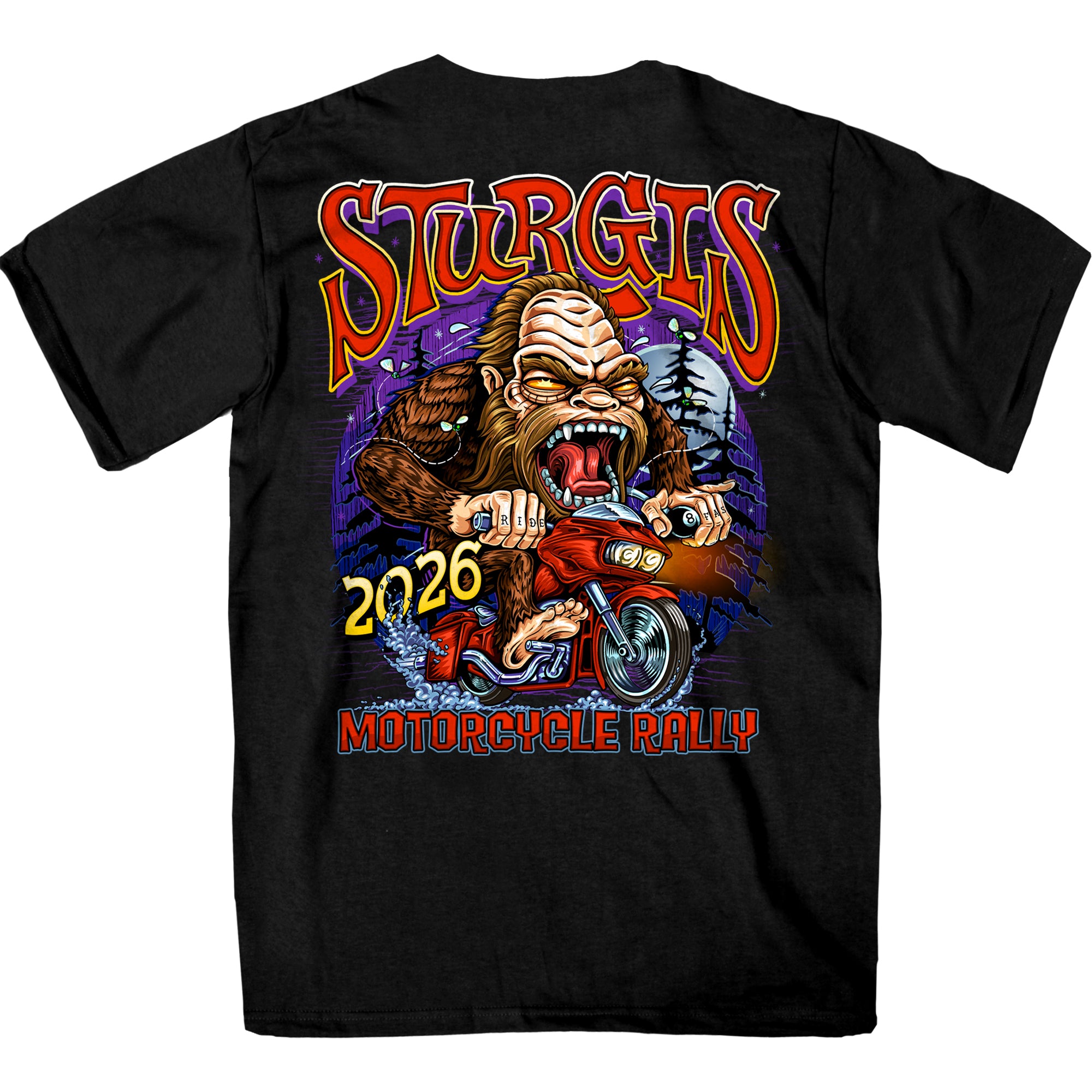 2026 Sturgis Motorcycle Rally Bigfoot Biker SS  Mens BlackT-Shirt SPB1242