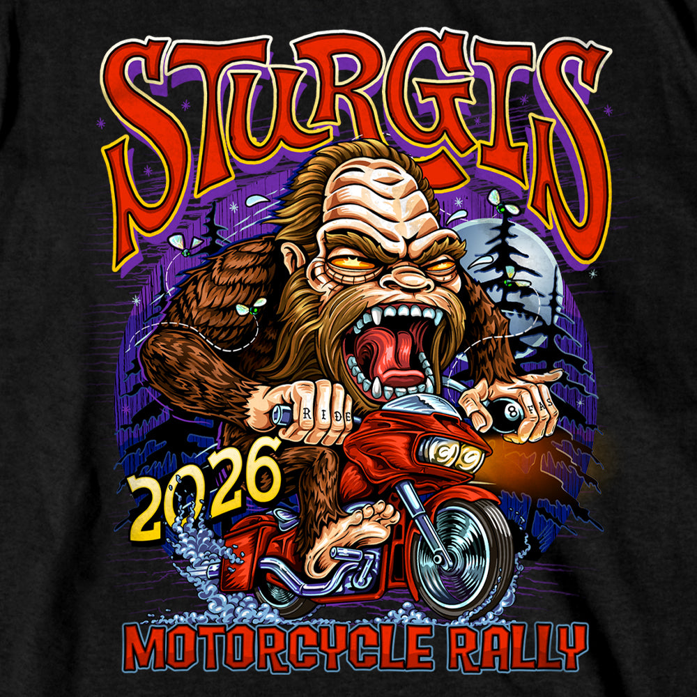 2026 Sturgis Motorcycle Rally Bigfoot Biker SS  Mens BlackT-Shirt SPB1242