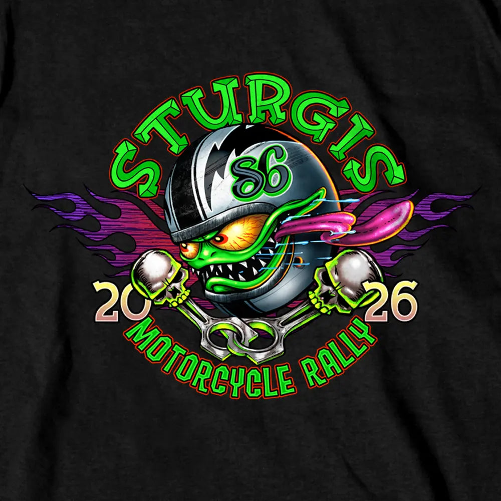 2026 Sturgis Motorcycle Rally Bobber Monster Mens Black T-Shirt SPB1243