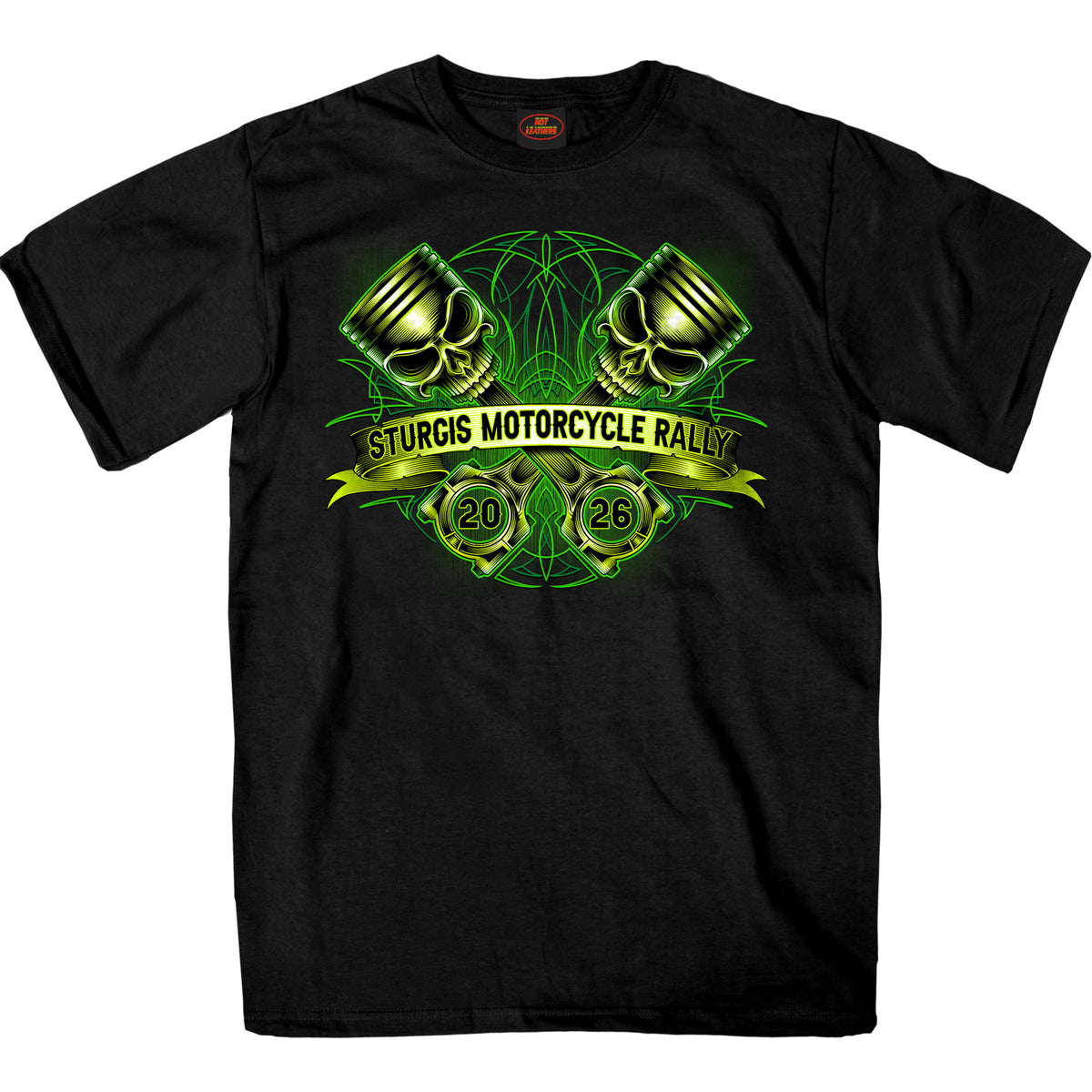 2026 Sturgis Motorcycle Rally Piston Skull  SS Mens Black T-Shirt SPB1251