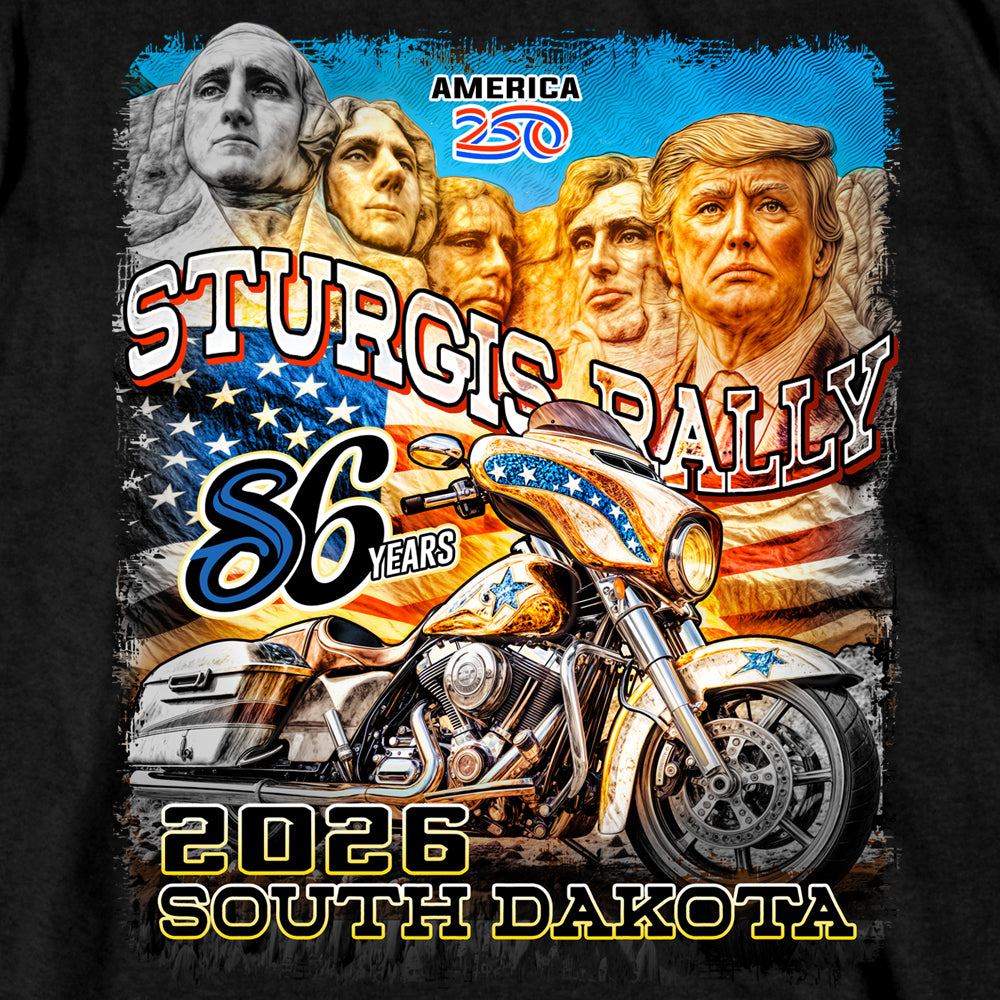 sturgis bike week ロンT 古着　バイク 2026 Sturgis Motorcycle Rally Trumpmore Mens Black T-Shirt SPB1261