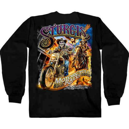 2025 Sturgis Motorcycle Rally #1 Ghost Rider  Black Men's Long Sleeve Shirt