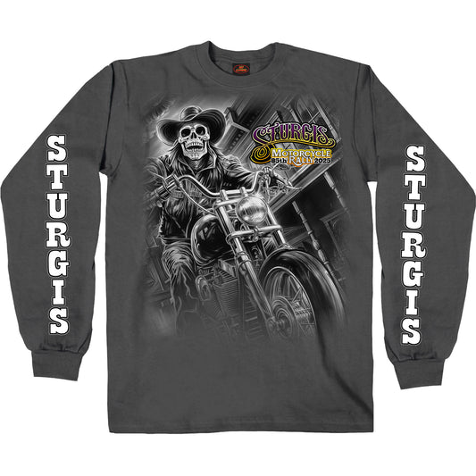 2025 Sturgis Motorcycle Rally #1 Ghost Rider  Charcoal Men's Long Sleeve Shirt