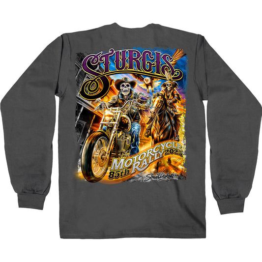 2025 Sturgis Motorcycle Rally #1 Ghost Rider  Charcoal Men's Long Sleeve Shirt