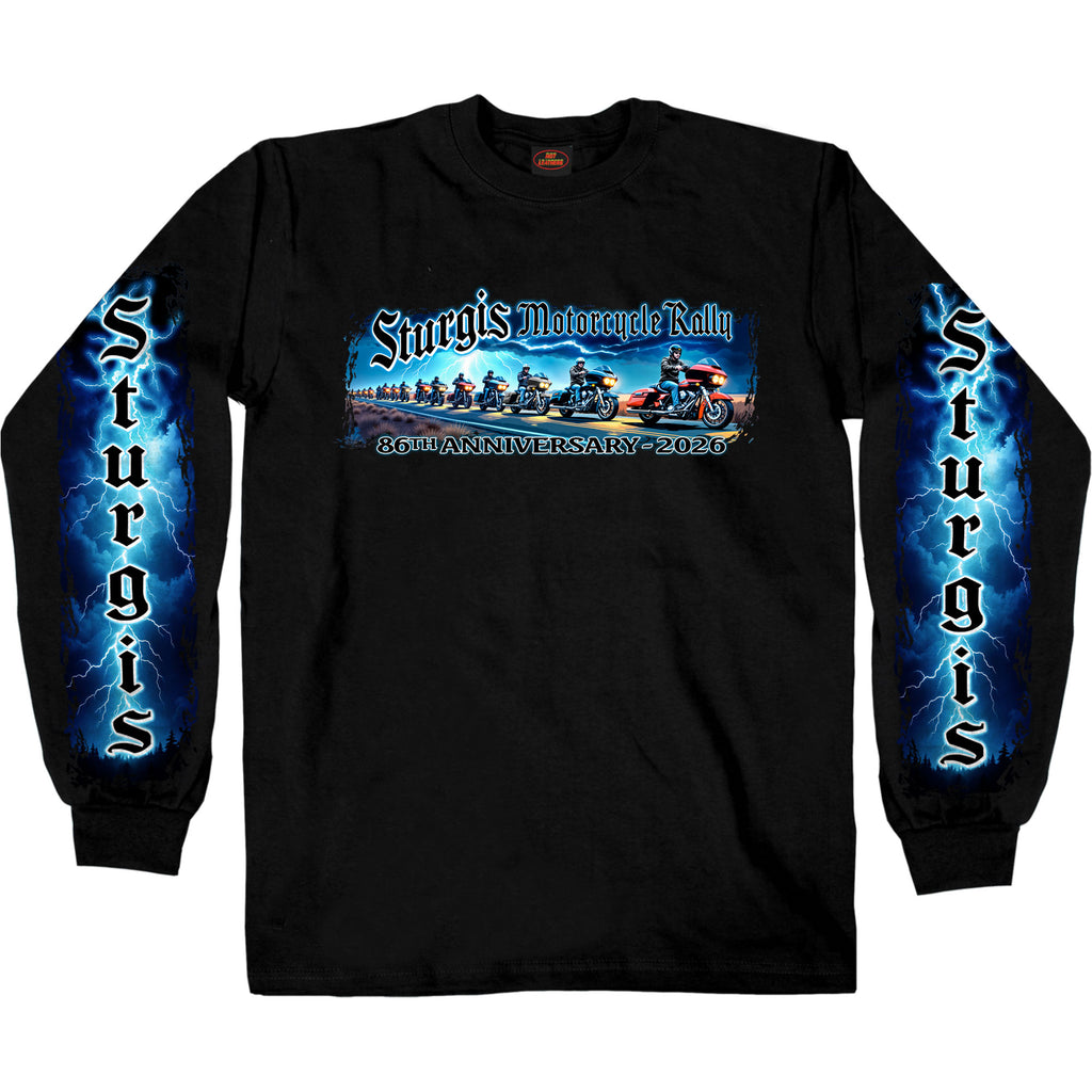 2026 Sturgis Motorcycle Rally Eagle Storm Mens Black Long Sleeve Shirt SPB2132