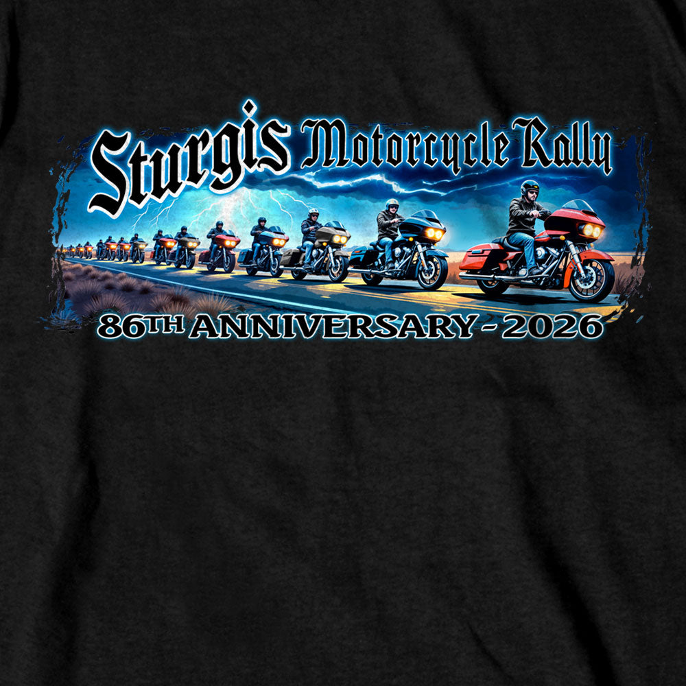 2026 Sturgis Motorcycle Rally Eagle Storm Mens Black Long Sleeve Shirt SPB2132