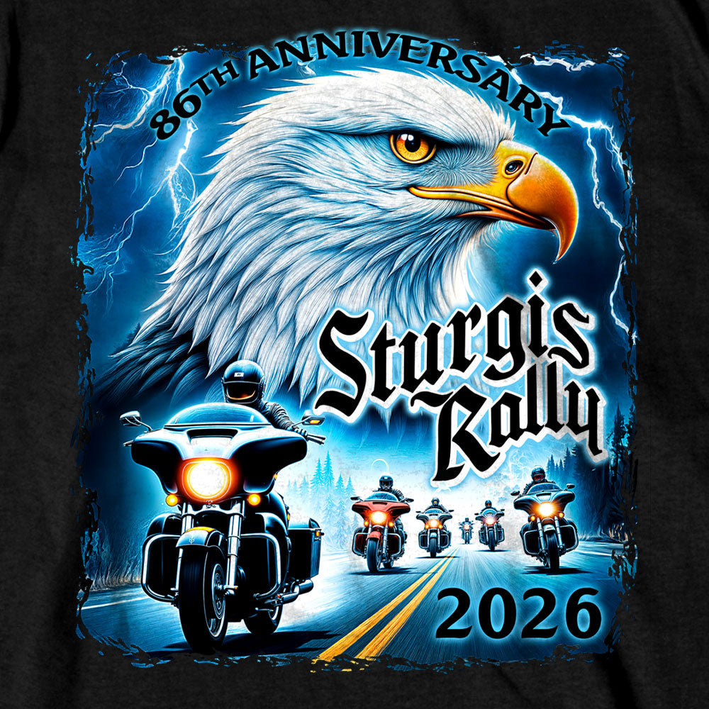 2026 Sturgis Motorcycle Rally Eagle Storm Mens Black Long Sleeve Shirt SPB2132
