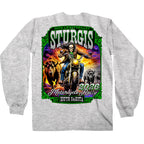 2026 Sturgis Motorcycle Rally Skull Chaser Numone Mens Grey Long Sleeve T-Shirt SPB2152