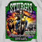 2026 Sturgis Motorcycle Rally Skull Chaser Numone Mens Grey Long Sleeve T-Shirt SPB2152