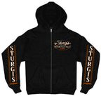 2026 Sturgis Motorcycle Rally Attractions Mens Black Zip Up Hoodie SPB4114