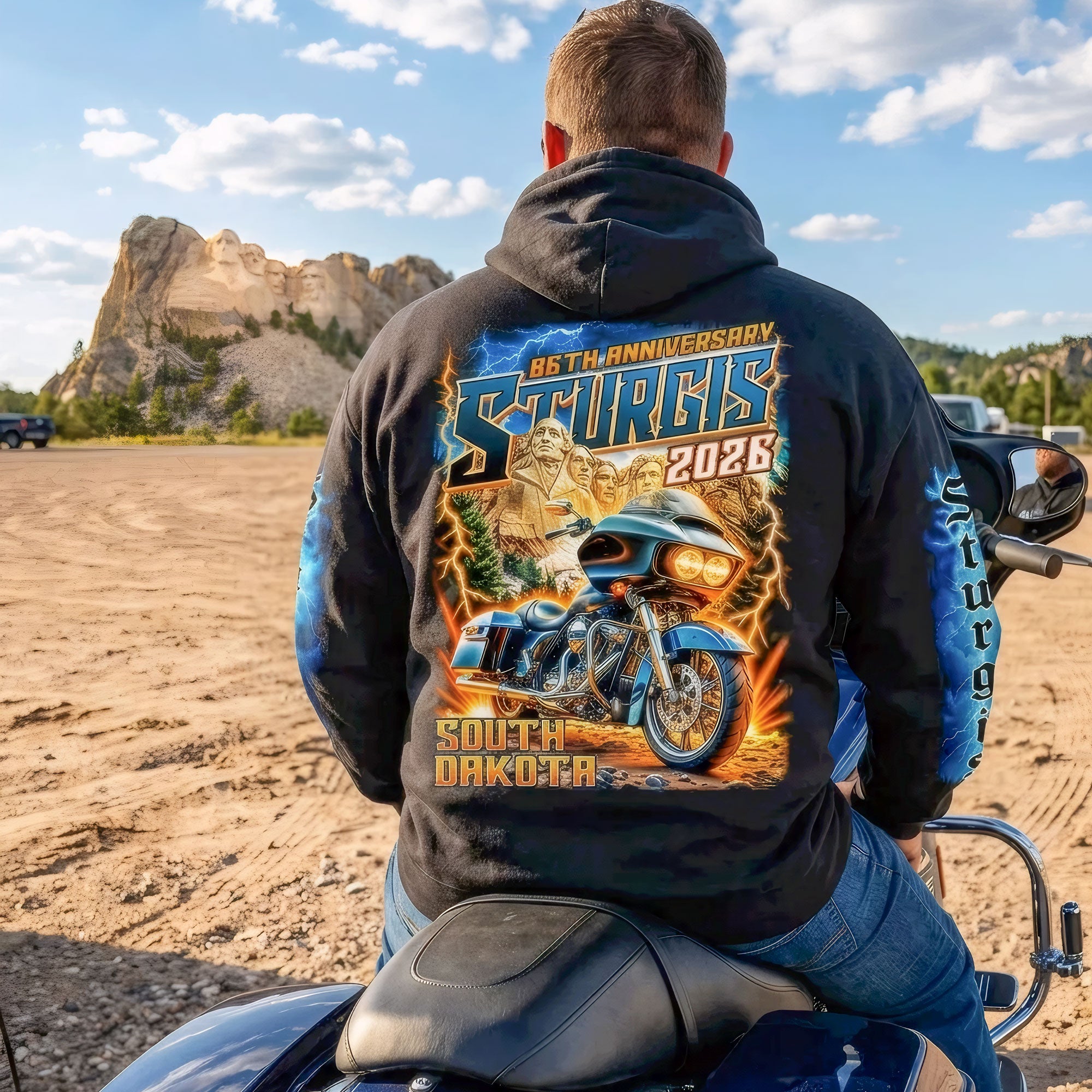 2026 Sturgis Motorcycle Rally Rushmore Mens Black Hoodie SPB4115