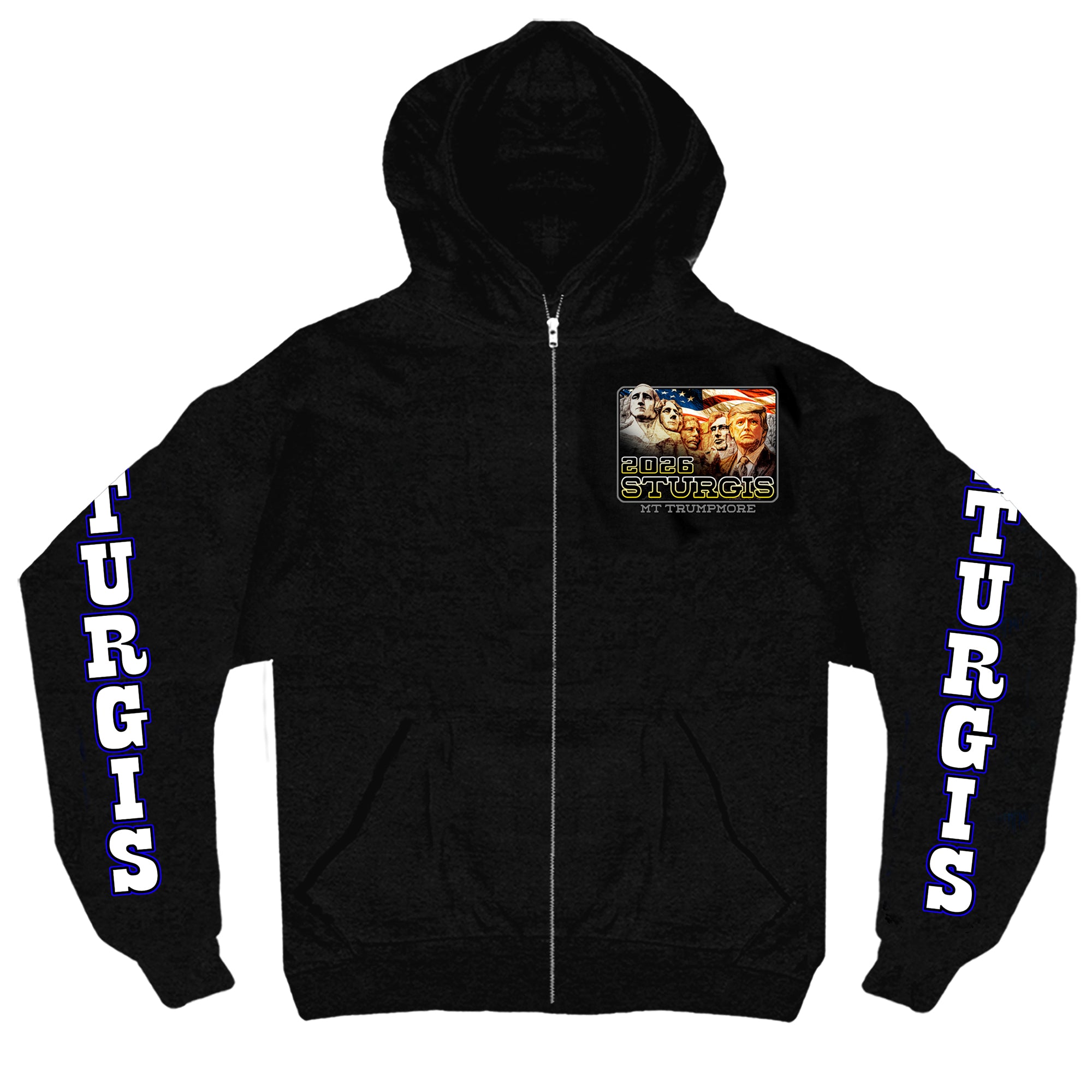 2026 Sturgis Motorcycle Rally Trumpmore Mens Black Zip-up Hoodie SPB4121