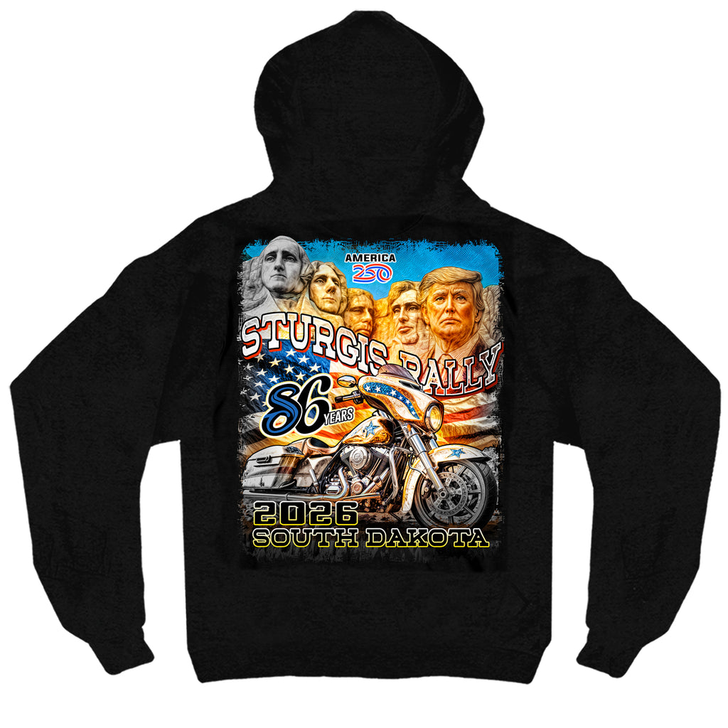 2026 Sturgis Motorcycle Rally Trumpmore Mens Black Zip-up Hoodie SPB4121
