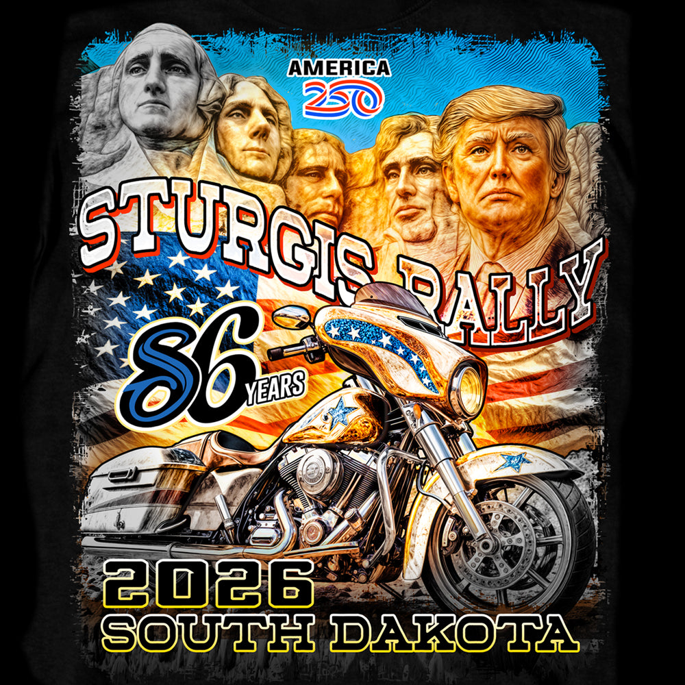 2026 Sturgis Motorcycle Rally Trumpmore Mens Black Zip-up Hoodie