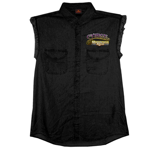 2025 Sturgis Motorcycle Rally #1 Ghost Rider  Black Sleeveless Denim