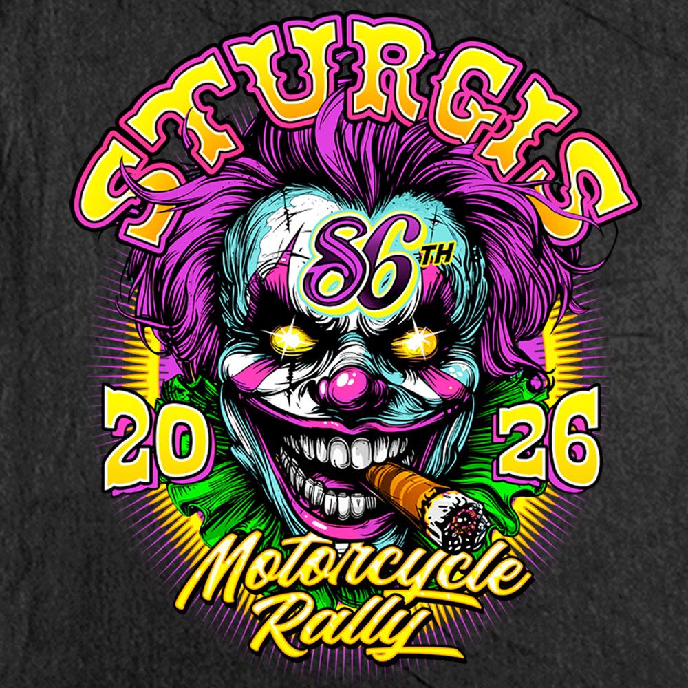 2026 Sturgis Motorcycle Rally Crazy Clown Mens Black Denim Sleeve Shirt SPB5109