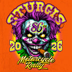 2026 Sturgis Motorcycle Rally Crazy Clown Mens Orange Denim Sleeve Shirt SPB5110