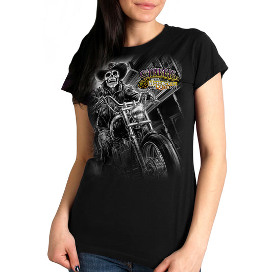 2025 Sturgis Motorcycle Rally #1 Ghost Rider  Black Ladies Tee