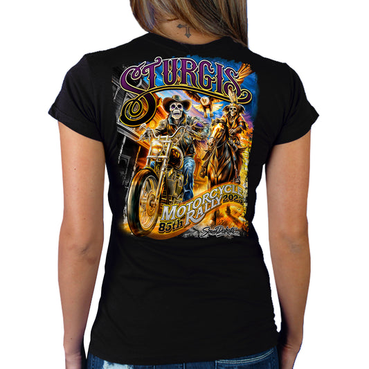 2025 Sturgis Motorcycle Rally #1 Ghost Rider  Black Ladies Tee