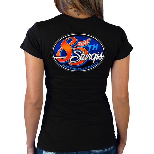 2025 Sturgis Motorcycle Rally Rally Logo Black Ladies Tee