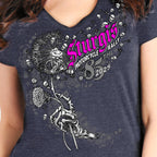 2025 Sturgis Motorcycle Rally Dandelion Heather Navy Ladies Tee