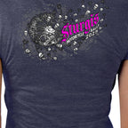 2025 Sturgis Motorcycle Rally Dandelion Heather Navy Ladies Tee