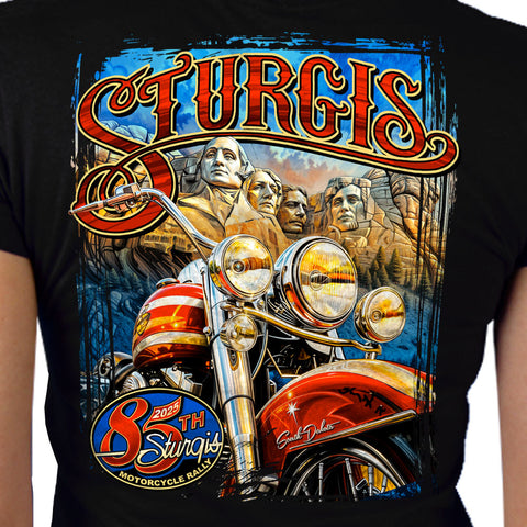 2025 Sturgis Motorcycle Rally Rushmore Black Ladies Tee