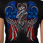 2025 Sturgis Motorcycle Rally Flag Heart Angel Black Ladies Tee