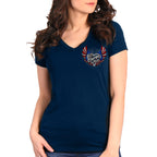 2025 Sturgis Motorcycle Rally Flag Heart Angel Navy Ladies Tee
