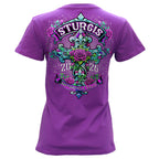 2026 Sturgis Motorcycle Rally Cross de Lis Ladies Purple V Neck T-Shirt SPL1941