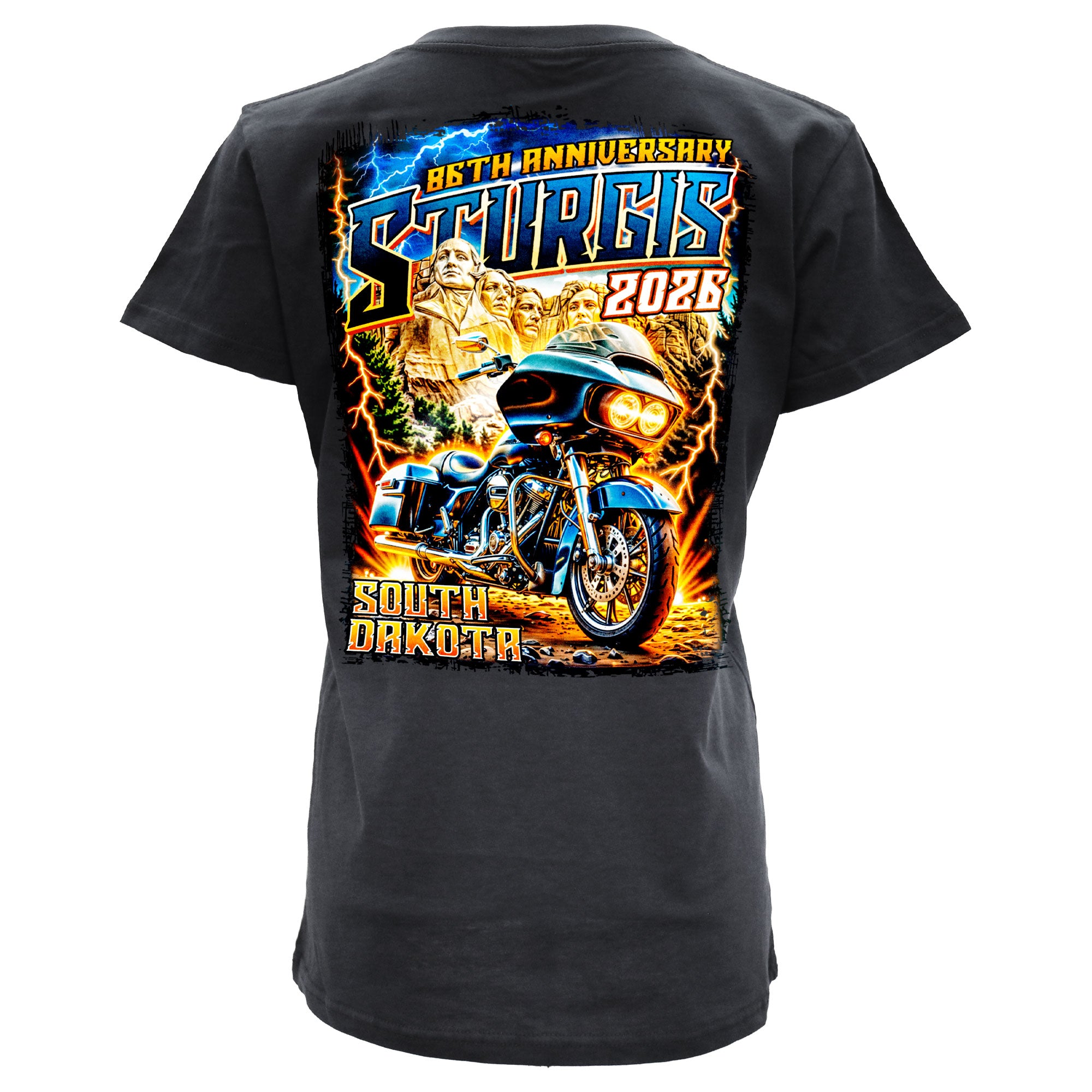 2026 Sturgis Motorcycle Rally Rushmore Ladies Black SS V neck T-Shirt SPL1947