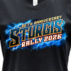 2026 Sturgis Motorcycle Rally Rushmore Ladies Black SS V neck T-Shirt SPL1947