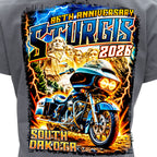 2026 Sturgis Motorcycle Rally Rushmore Ladies Gray SS V neck T-Shirt SPL1948