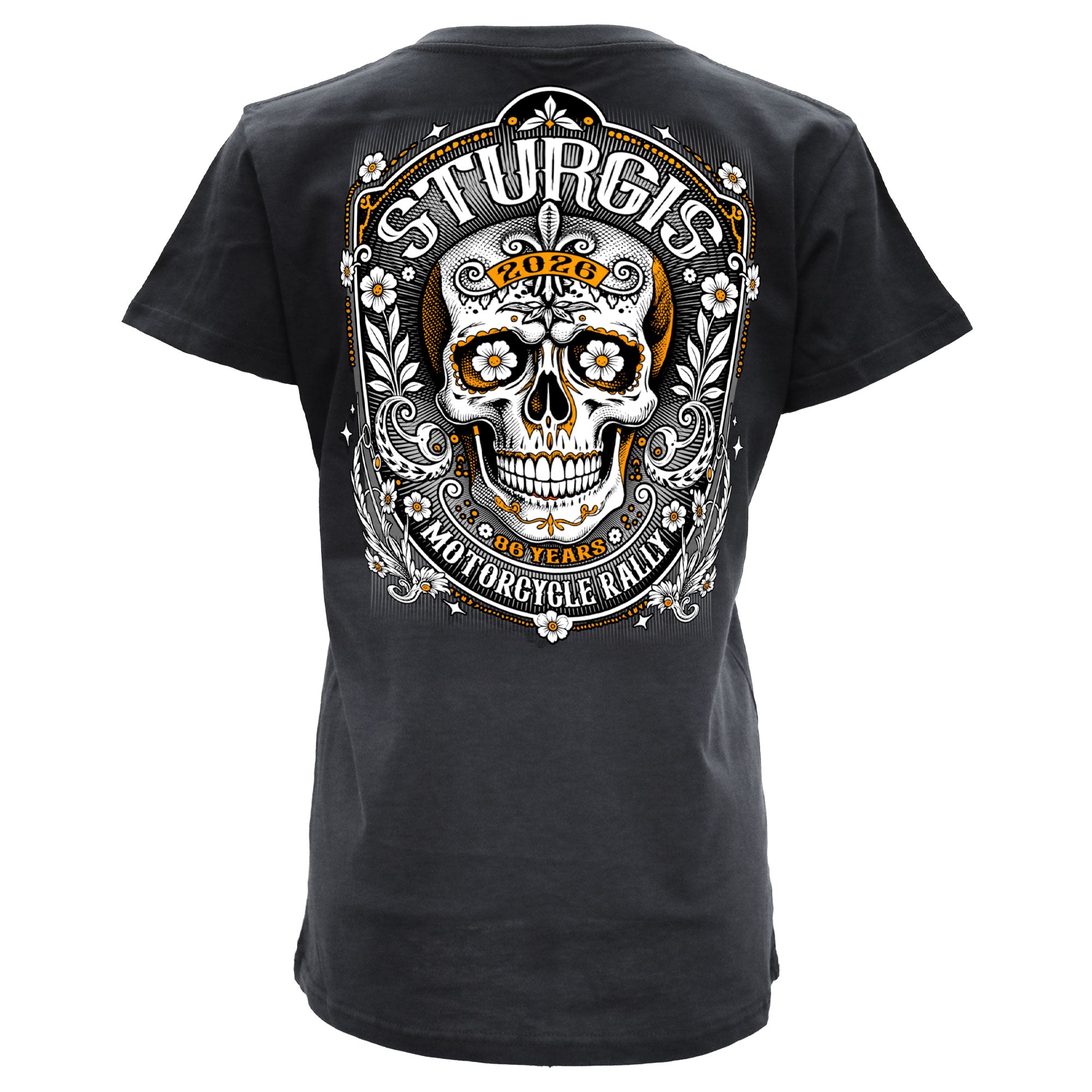 2026 Sturgis Motorcycle Rally Rushmore Ladies Black SS V neck T-Shirt SPL1949