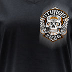 2026 Sturgis Motorcycle Rally Rushmore Ladies Black SS V neck T-Shirt SPL1949