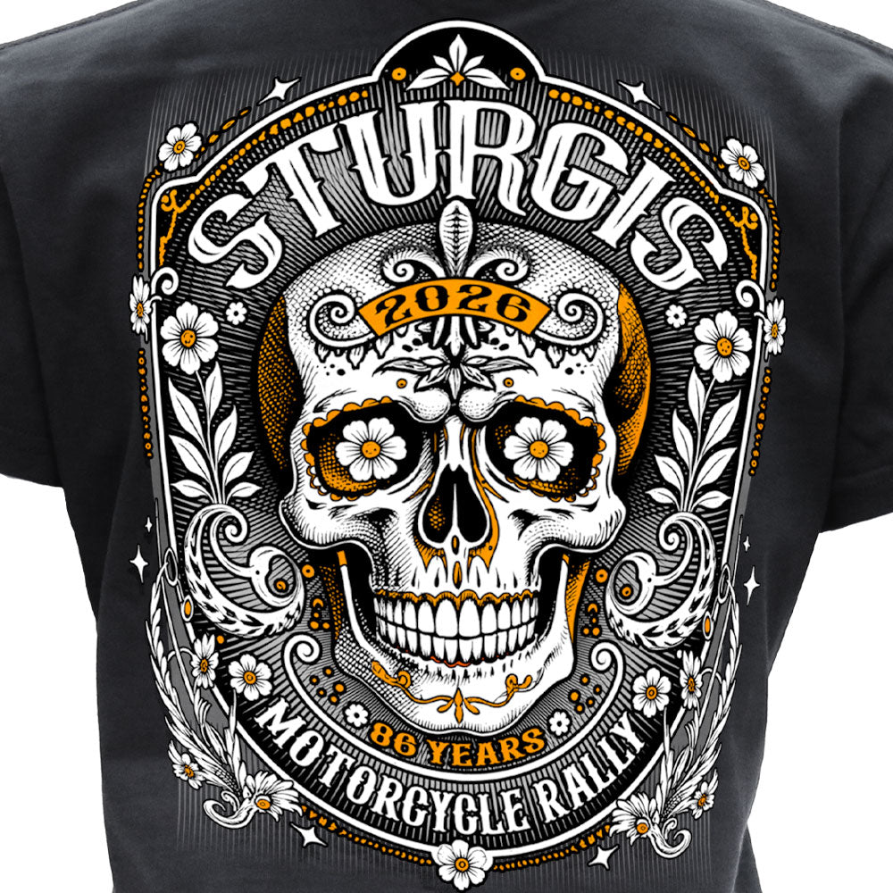 2026 Sturgis Motorcycle Rally Rushmore Ladies Black SS V neck T-Shirt SPL1949