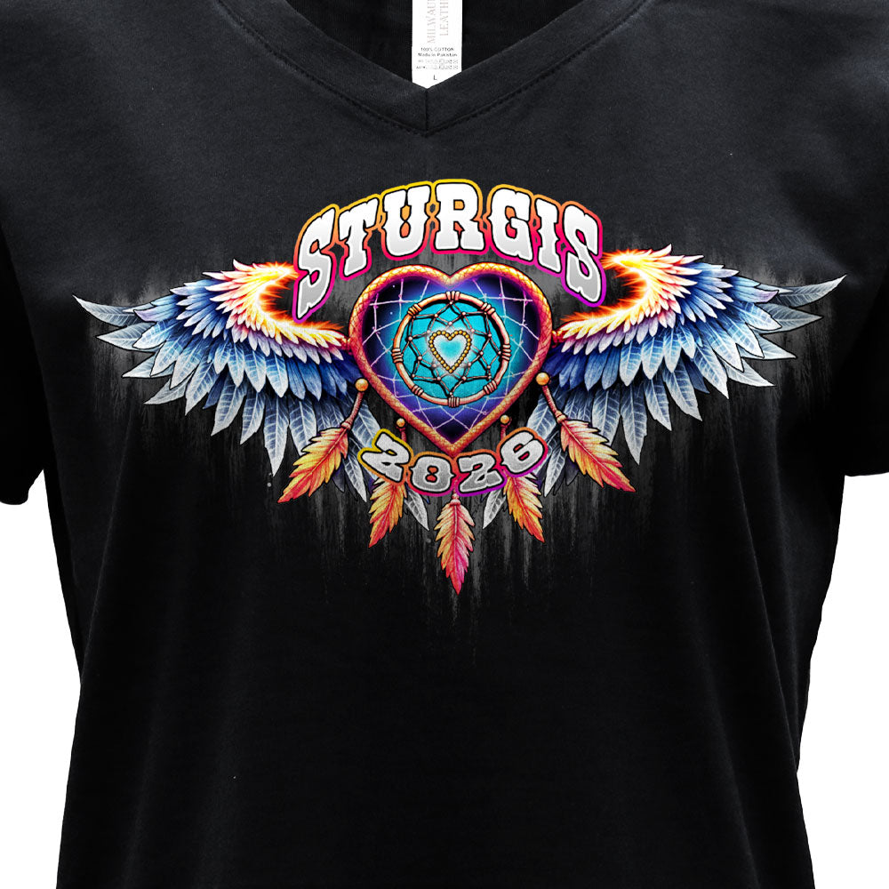 2026 Sturgis Motorcycle Rally Dream Catcher Ladies Black T-shirt