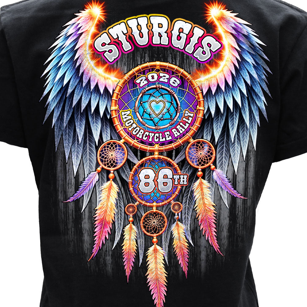 2026 Sturgis Motorcycle Rally Dream Catcher Ladies Black T-shirt