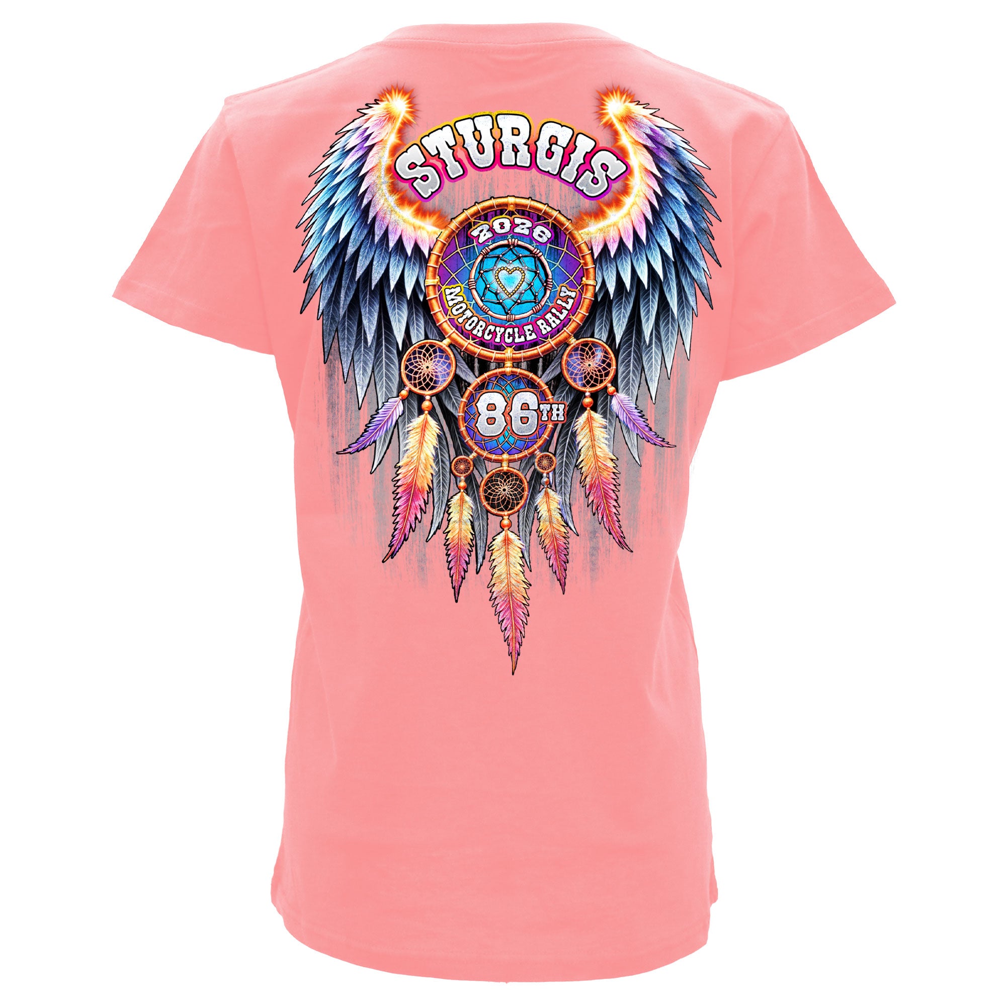 2026 Sturgis Motorcycle Rally Dream Catcher Ladies Pink T-shirt SPL1952