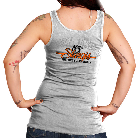 2025 Sturgis Motorcycle Rally Skeleton Hands Black Ladies Tank Top